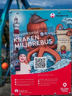 Poster for children to be a 'plastic detective', lighthouse Tranoy Fyr, Tranøy, Norway