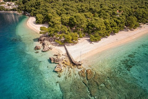 Punta Rata beach near Brela seen from above, Croatia