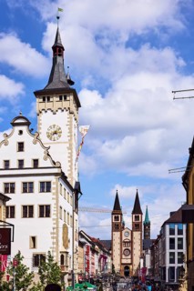 Grafeneckart, town hall tower, historic town hall, Würzburg Cathedral, double tower, general