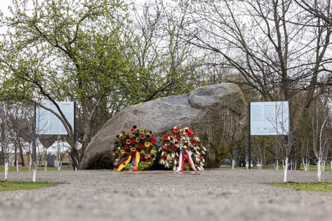 Memorial stone for Poland 1939—1945. The memorial is located in a historically symbolic location,