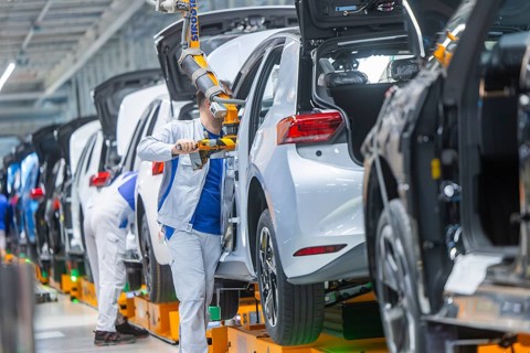 Electric car production in the assembly halls of VW in Zwickau, Zwickau, Saxony, Germany