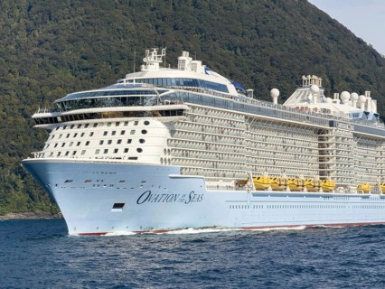 Passenger ship Ovation of the Seas in Doubtful Sound, South Island, New Zealand, Oceania
