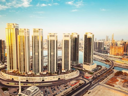 Abu Dhabi, UAE - 25th april, 2025: Abu Dhabi capital city UAE skyline with real estate buildings