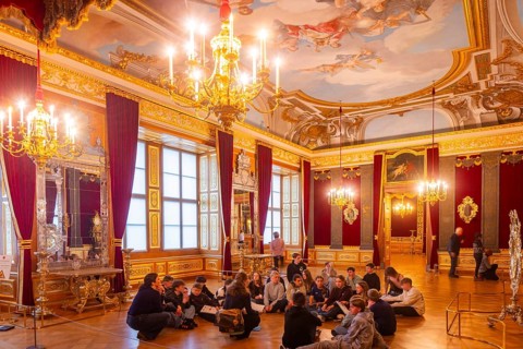State rooms in the Dresden Royal Palace Historic ballrooms of the Dresden Royal Palace shines in