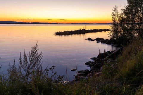 Sunset on Lake Siljan near Nusnäs, Dalarnas län, Sweden