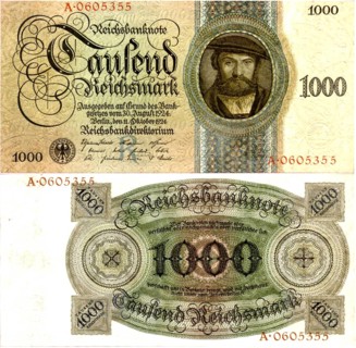 Banknote, Banknote, 1000 Reichsmark, Reichsbanknote, 1924, Germany, Reproduction of a historical