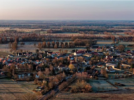 The town of Dannefeld in the UNESCO Drömling Biosphere Reserve in the Altmark early in the morning