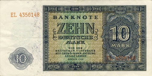 Banknote, Banknote, 10 Deutsche Mark, 1948, Germany, Reproduction of a historical banknote
