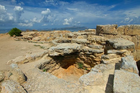 Spain, Balearic Islands, island Majorca, Son Baulo necropolis of Son Real, tombs, prehistoric
