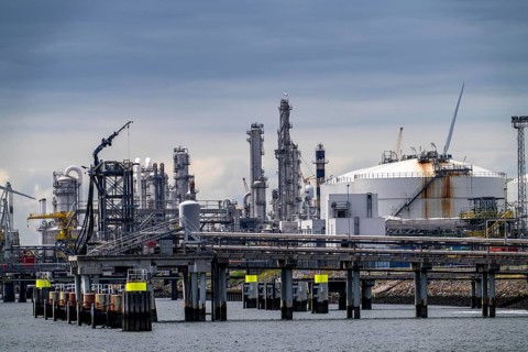 Bio-refinery of the Finnish oil company Neste, where sustainable bio aviation fuels are produced in