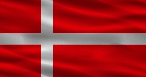 Danish flag with fabric texture. Realistic flag of Denmark waving