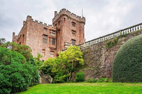 Autumn colors over Powis Castle and Garden, Welshpool, Powys, Wales, UK