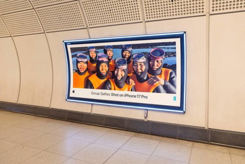 Advertising poster for Group Selfies Shot on iPhone 17 Pro, Transport for London (TfL) underground