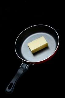 A knob of butter in a pan