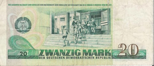 Banknote, banknote, 20 Mark, GDR, reproduction of a historical banknote