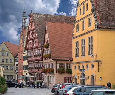 Historic residential and commercial buildings, Segringer Str., Dinkelsbühl, Bavaria, Germany