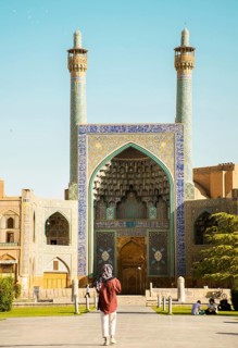 Isfahan, Iran - 15th may, 2022: Entrance into the Friday Mosque (Jame Mosque Of Isfahan) with