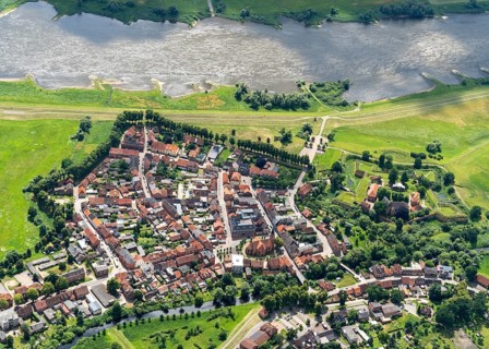 Aerial view Dömitz, district Ludwigslust-Parchim, fortress, Elbe, country town,