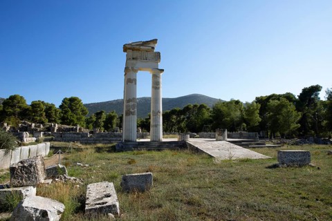 Column, archaeological site, Katagogion, Asclepieion of Epidaurus, Ancient City of Epidaurus,