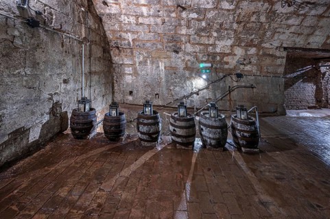 Historic rock cellar, beer cellar of an inn, built in the 17th century, market square, Lauf an der