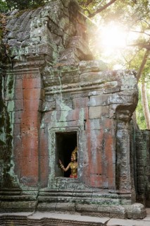Young woman dressed as a temple dancer, Apsara, Ta Prohm, Angkor Wat, Angkor, UNESCO World Heritage