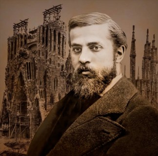 Portrait of Antoni Gaudí i Cornet, 1852 – 1926, Catalan architect and designer from Spain, the