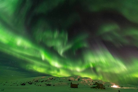 Northern Lights (Aurora borealis), Hasvik, Söröya, Finnmark, Norway, February 2019