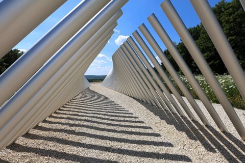 Art in public space, sculpture made of aluminum profile pipes by artist Martin Burchard, life's