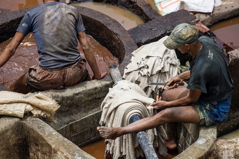 Chouwara tanning and dyeing district, Fez El Bali, Medina, UNESCO World Heritage Site, Fez, Morocco