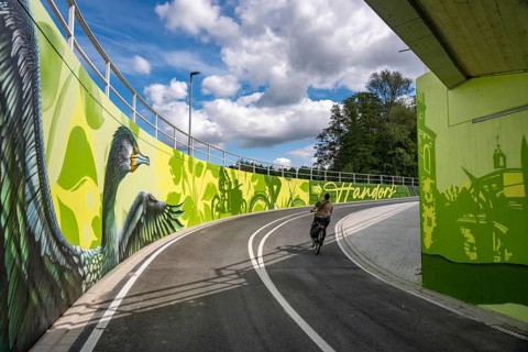 New bicycle tunnel at the junction of the B51 and Warendorfer Straße, in Münster, a bicycle and