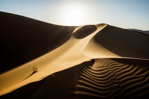 Sand dunes, sunset, near Merzouga, Meknès-Tafilalet region, Erg Chebbi, northern Sahara, Morocco