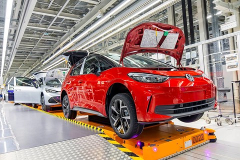 Electric car production in the assembly halls of VW in Zwickau, Zwickau, Saxony, Germany