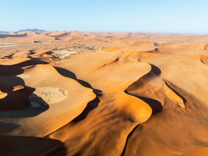 Aerial view, Dramatic sand dunes in the Namib Desert, Namib Naukluft Park, Namibia