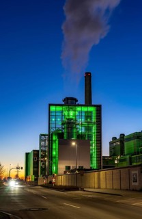The Lausward combined heat and power plant in Düsseldorf, gas and steam turbine power plant,