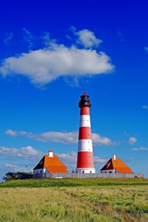 The lighthouse of Westerhever near St. Peter Ording, Westerheversand, Schleswig-Holstein, Federal