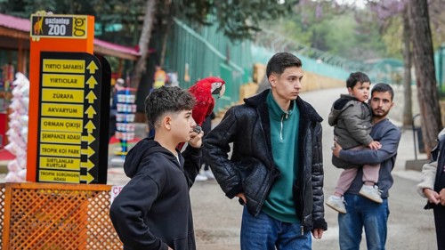 GAZIANTEP, TURKEY - APRIL 18, 2026: Visitors enjoy an early spring stroll at Gaziantep Wildlife