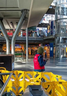 Central Station, yellow barriers on escalators at Berlin Central Station, which have been defective