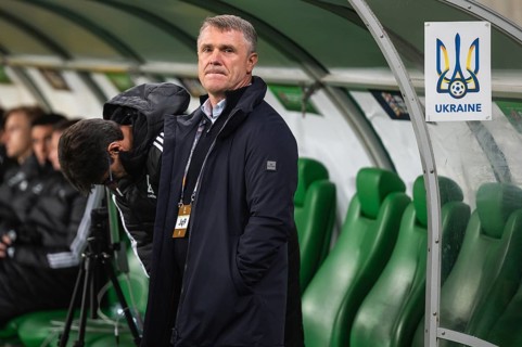 WROCLAW, POLAND - OCTOBER 14, 2024: UEFA Nations League match Ukraine - Czechia. Serhiy Rebrov head