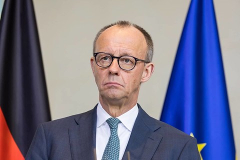Friedrich Merz (Chancellor of the Federal Republic of Germany, CDU) at a joint press conference