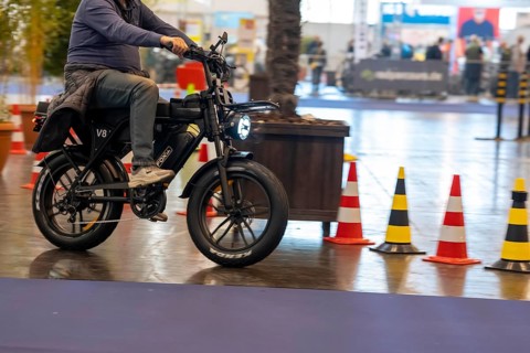 Test drives of new bikes at the public exhibition Fahrrad Essen, in the halls of Messe Essen,