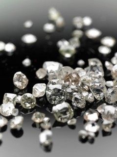 Many valuable diamonds, some rough, some cut, for further processing for the jewellery industry