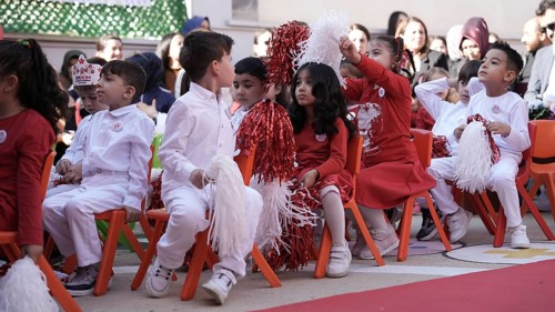 Children celebrate the 102nd anniversary of the Republic Day of Turkey, a national holiday