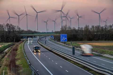 Borsum wind farm, near Rhede, on the A31 motorway, the wind farm was put into operation in 2001 and