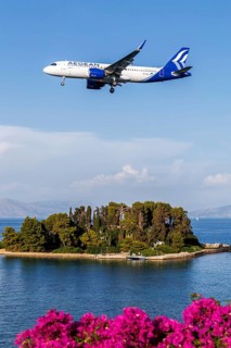 An Airbus A320neo aircraft of Aegean Airlines with the registration SX-NEI at the airport in Corfu,