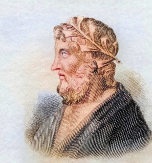 Theokritos, (born around 270 BC) was an ancient Greek poet, coloured woodcut from Crabbe's