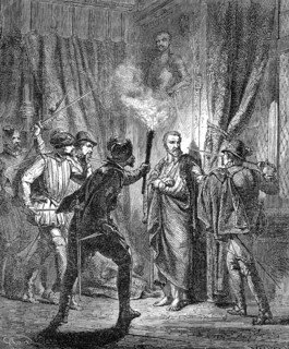 Gaspard II de Coligny, Comte de Coligny, impressing his murderers, The Massacre of St.