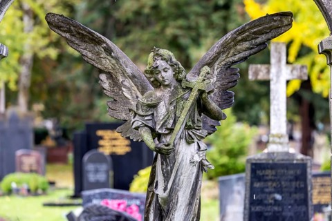 Pragfriedhof Stuttgart in autumn. November is traditionally a time for Christians to visit their