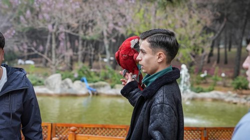 GAZIANTEP, TURKEY - APRIL 18, 2026: Visitors enjoy an early spring stroll at Gaziantep Wildlife