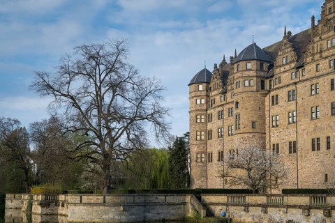 Neuenstein Castle, moated castle from the Staufer period, seat of the Hohenlohe Central Archive