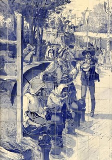 Porto Sao Bento railway station, entrance hall with azulejos designed by artist Jorge Colaço, old
